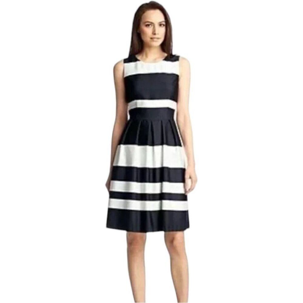 * Boss Hugo Boss Hilja Navy and White Striped Fit and Flare Tea Dress Size 4